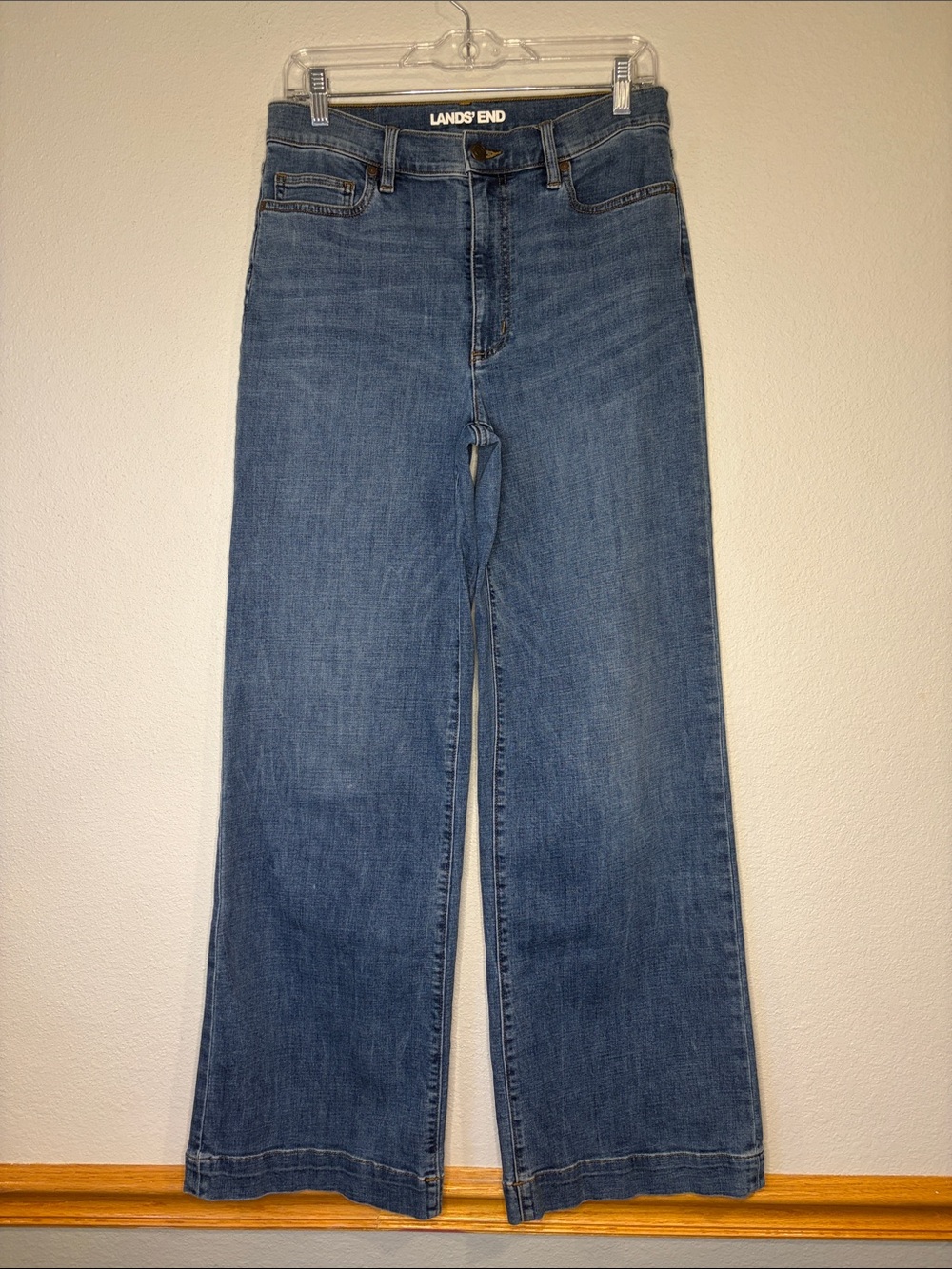 Lands’ End wide leg stretch denim jeans 10 - Picture 2 of 11